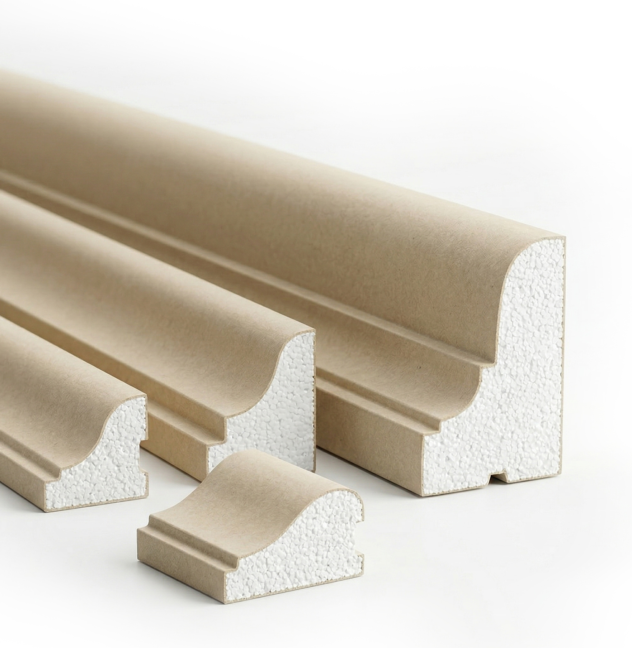 Lightweight EPS decorative cornices and mouldings with polymer cement coating for exterior architectural decoration