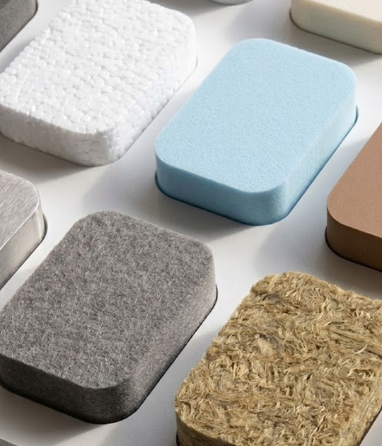 RS insulation core material samples - Showcasing customized options for Rock Wool, XPS, EPS, and diverse energy-saving building materials
