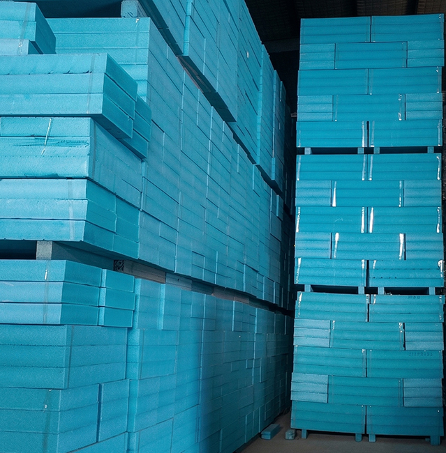 Large inventory of XPS foam boards in warehouse - Ready for bulk supply