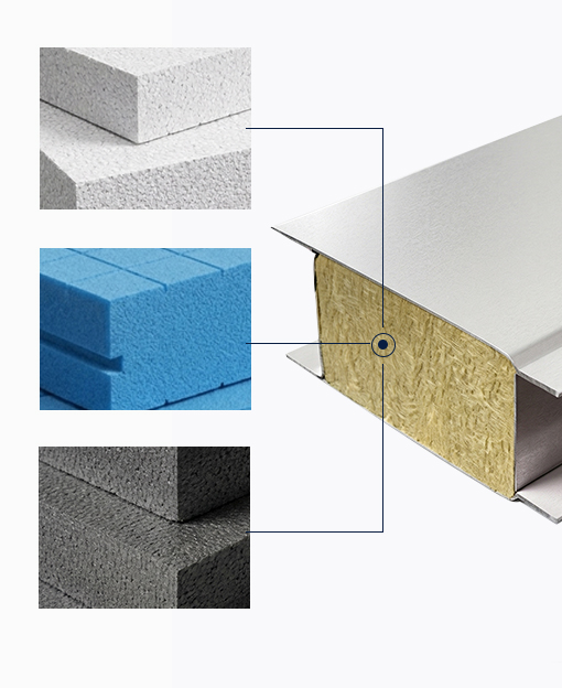 Customizable core options for sandwich panels - EPS, XPS, and Rock Wool insulation cores