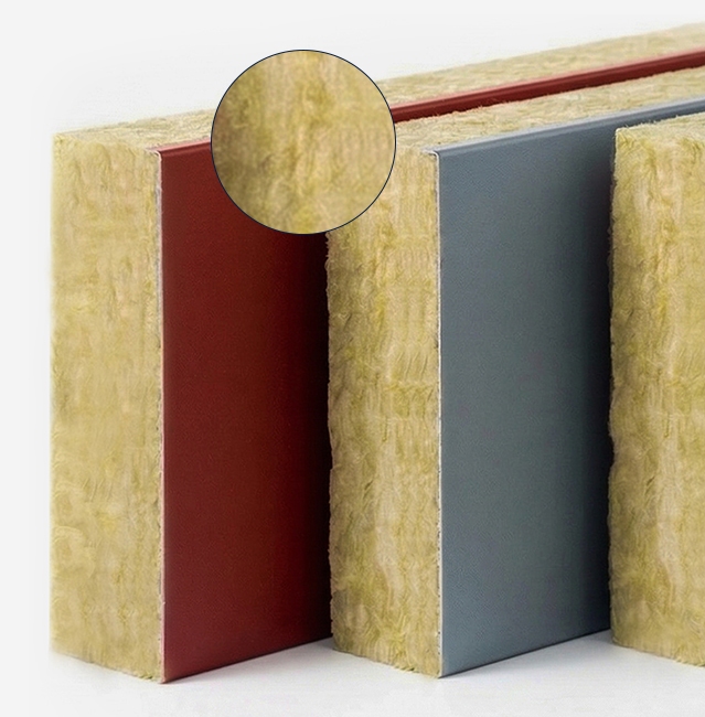 Rock wool core material inspection for sandwich panels - High-density fiber structure detail