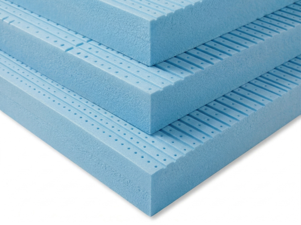 High-density blue XPS extruded polystyrene insulation boards with grooved and embossed surface treatment