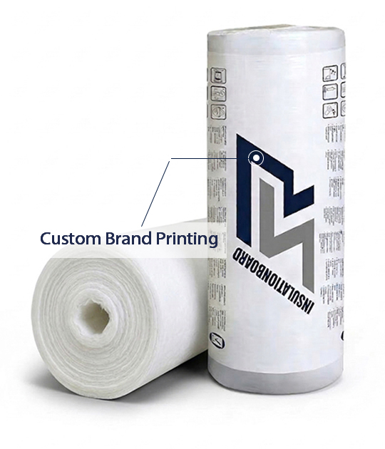 Rolls of aerogel insulation blanket featuring custom brand printing and professional industrial packaging for OEM partners
