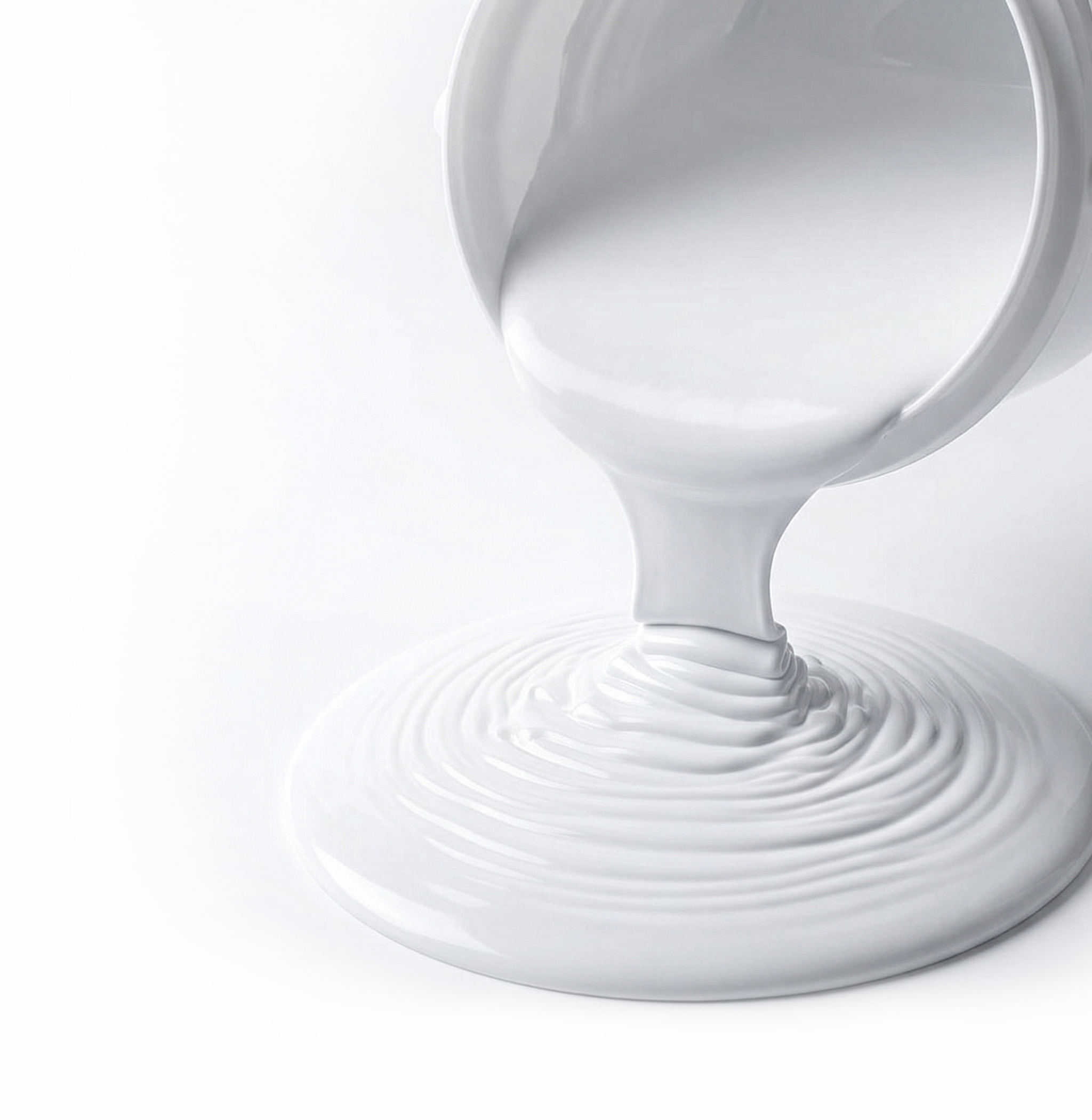 High-performance liquid silica aerogel thermal insulation coating pouring from a container with smooth white texture