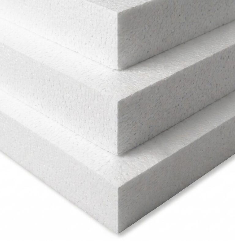 Stacked high-density white EPS expanded polystyrene foam insulation boards for building wall and roof thermal protection